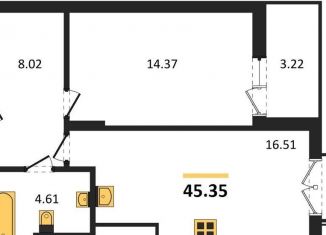 Продаю однокомнатную квартиру, 45.4 м2, поселок Малое Исаково