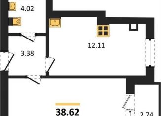 Продается 1-комнатная квартира, 38.6 м2, Калининград, Московский район