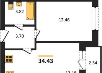 Продам 1-комнатную квартиру, 34.4 м2, Калининград, Московский район