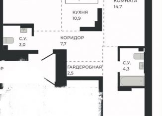 Трехкомнатная квартира на продажу, 77.1 м2, Алтайский край