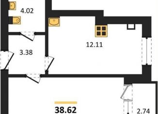 Продается однокомнатная квартира, 38.6 м2, Калининград, Московский район