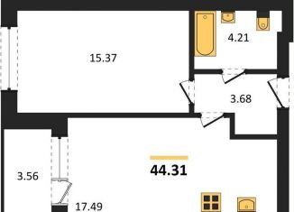 Продажа 1-ком. квартиры, 44.3 м2, Пионерский