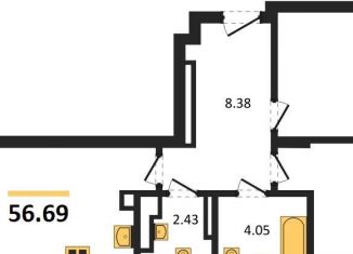 Продажа 2-комнатной квартиры, 56.7 м2, Калининград, Батальная улица, 65Б, Московский район