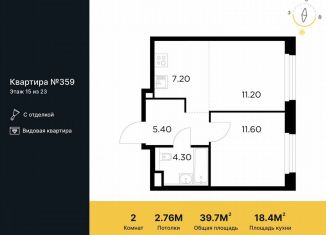 Продажа 2-ком. квартиры, 39.7 м2, Мытищи, жилой комплекс Белый Grad, 12.2