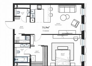 Продается двухкомнатная квартира, 71.7 м2, Москва, Большой Кисельный переулок, 11/2с3, метро Сретенский бульвар