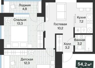 Продается двухкомнатная квартира, 51.8 м2, Тюмень