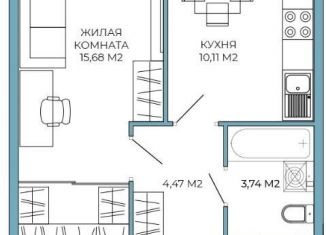 Продажа 1-комнатной квартиры, 34 м2, Пензенская область, Побочинская улица, с3