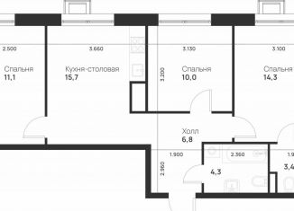 Продам трехкомнатную квартиру, 65.6 м2, Москва, посёлок Газопровод, 2