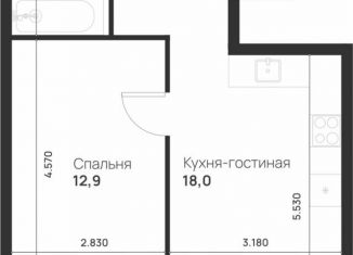 Однокомнатная квартира на продажу, 42.4 м2, посёлок Газопровод, посёлок Газопровод, 2