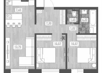 Продаю трехкомнатную квартиру, 57.7 м2, Новосибирск, улица Забалуева, с10, Ленинский район