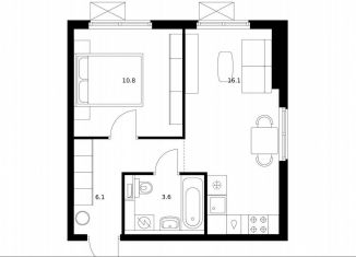 Продам 1-комнатную квартиру, 36.6 м2, Москва