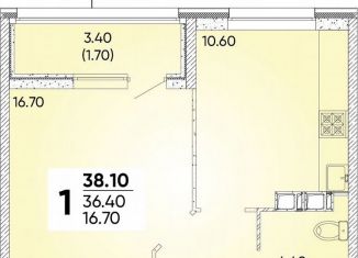 Продается 1-комнатная квартира, 38.1 м2, Краснодарский край, улица Доблести, 10