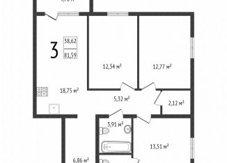 Продам 3-ком. квартиру, 81.6 м2, Владимирская область, улица Строителей, 43/1