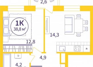 1-ком. квартира на продажу, 36.9 м2, Екатеринбург, улица 22-го Партсъезда, Орджоникидзевский район