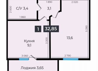 Продаю 1-ком. квартиру, 32.9 м2, Ставрополь, улица Южный Обход, 53В