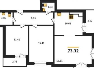 Продается 2-ком. квартира, 73.3 м2, Калининград