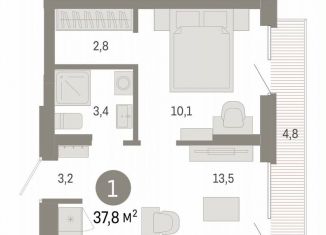 Продажа 1-ком. квартиры, 38 м2, Омск