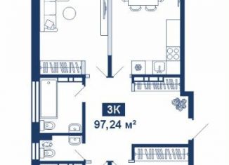 Продажа 3-ком. квартиры, 97.2 м2, Тюмень, улица Павла Никольского, 2, ЖК Акватория