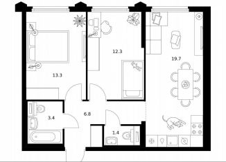 Продажа 2-комнатной квартиры, 56.9 м2, Москва, район Западное Дегунино