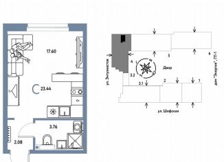 Продажа однокомнатной квартиры, 23.4 м2, Екатеринбург, Шефская улица, 28