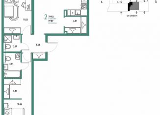 Продается 3-комнатная квартира, 79.9 м2, Екатеринбург, Шефская улица, 28, метро Проспект Космонавтов