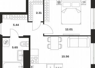 Продаю однокомнатную квартиру, 41 м2, Тула