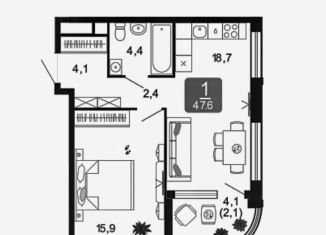 Продам 1-комнатную квартиру, 47.6 м2, Москва, Даниловский район, 2-я очередь, к7.1