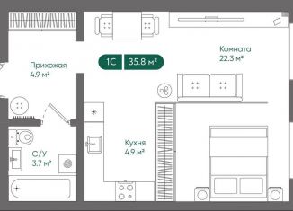 Продаю квартиру студию, 36.8 м2, Новосибирская область, Рубежная улица, 60