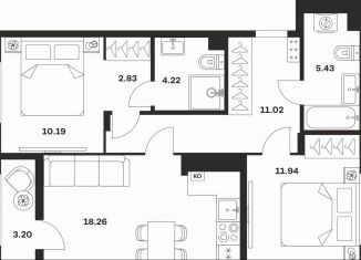 Продается 2-комнатная квартира, 67.1 м2, Тула, Центральный территориальный округ