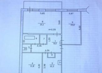 Трехкомнатная квартира на продажу, 74.2 м2, село Мелекес, Молодёжная улица, 8