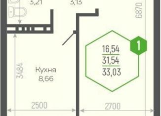 Продажа 1-ком. квартиры, 32.5 м2, Краснодар, Черкасская улица, 58/2, микрорайон Восточно-Кругликовский