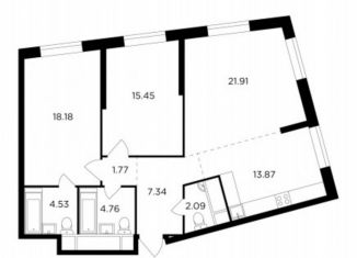 Продам трехкомнатную квартиру, 89.9 м2, Москва, улица Петра Алексеева, 14