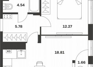 Продам 1-ком. квартиру, 43.1 м2, Тула, Центральный территориальный округ