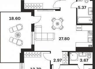 Трехкомнатная квартира на продажу, 109.4 м2, Тула