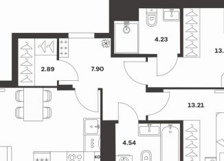 Продам двухкомнатную квартиру, 65.2 м2, Тула