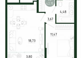 Продается 1-комнатная квартира, 42.2 м2, Тула