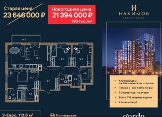 3-ком. квартира на продажу, 112.6 м2, Санкт-Петербург, муниципальный округ Гавань, бульвар Александра Грина, 2к2