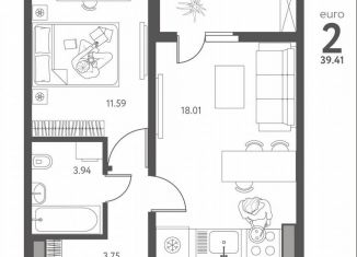 Продаю 1-комнатную квартиру, 39.4 м2, Липецк, улица Перова, 2Д