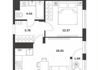 Продам 1-ком. квартиру, 43.1 м2, Тула