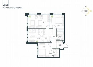 Продается 4-ком. квартира, 77.9 м2, Москва, жилой комплекс Левел Южнопортовая, 3