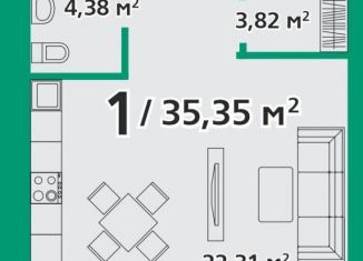 Продам квартиру студию, 35.4 м2, посёлок городского типа Берёзовка