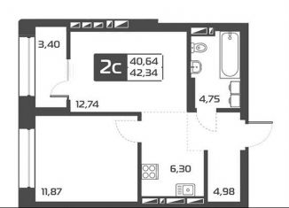 Продам 2-комнатную квартиру, 42.3 м2, Новосибирск, Октябрьский район