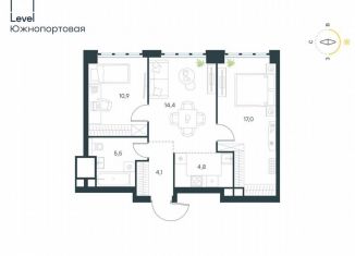 Продается 3-комнатная квартира, 56.7 м2, Москва, жилой комплекс Левел Южнопортовая, 3
