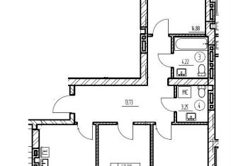 Продается 3-комнатная квартира, 83.9 м2, Калининград, Старокаменная улица, 3Б