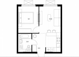 Продаю 1-ком. квартиру, 34 м2, Московская область