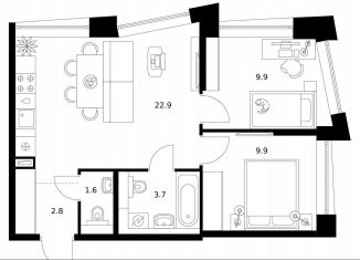 Продажа двухкомнатной квартиры, 50.8 м2, Москва, метро Ховрино