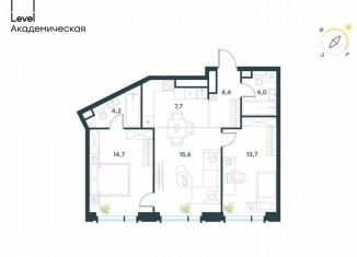 Продажа 3-комнатной квартиры, 64.3 м2, Москва, Профсоюзная улица, 2/22, Академический район