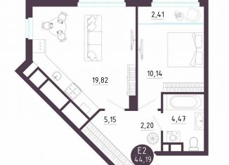 Продам 1-ком. квартиру, 44.2 м2, Рязань