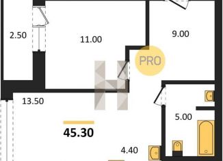 Продается однокомнатная квартира, 45.3 м2, Новосибирск, Центральный район