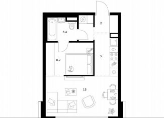 1-ком. квартира на продажу, 35.8 м2, Москва, жилой комплекс Москворечье, 1.3